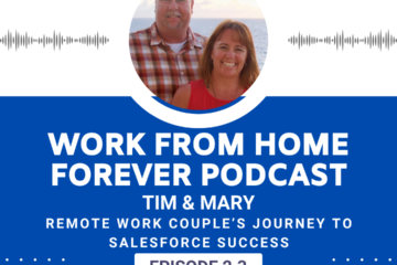 Cover art for Tim and Mary's episode as they talk about work from anywhere as Salesforce administrators